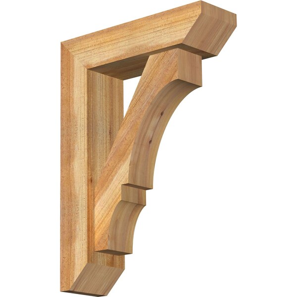 Ekena Millwork Balboa Slat Rough Sawn Bracket w/ Offset Brace, Western Red Cedar, 6"W x 20"D x 28"H BKT0604X20X28BOA06RWR - main